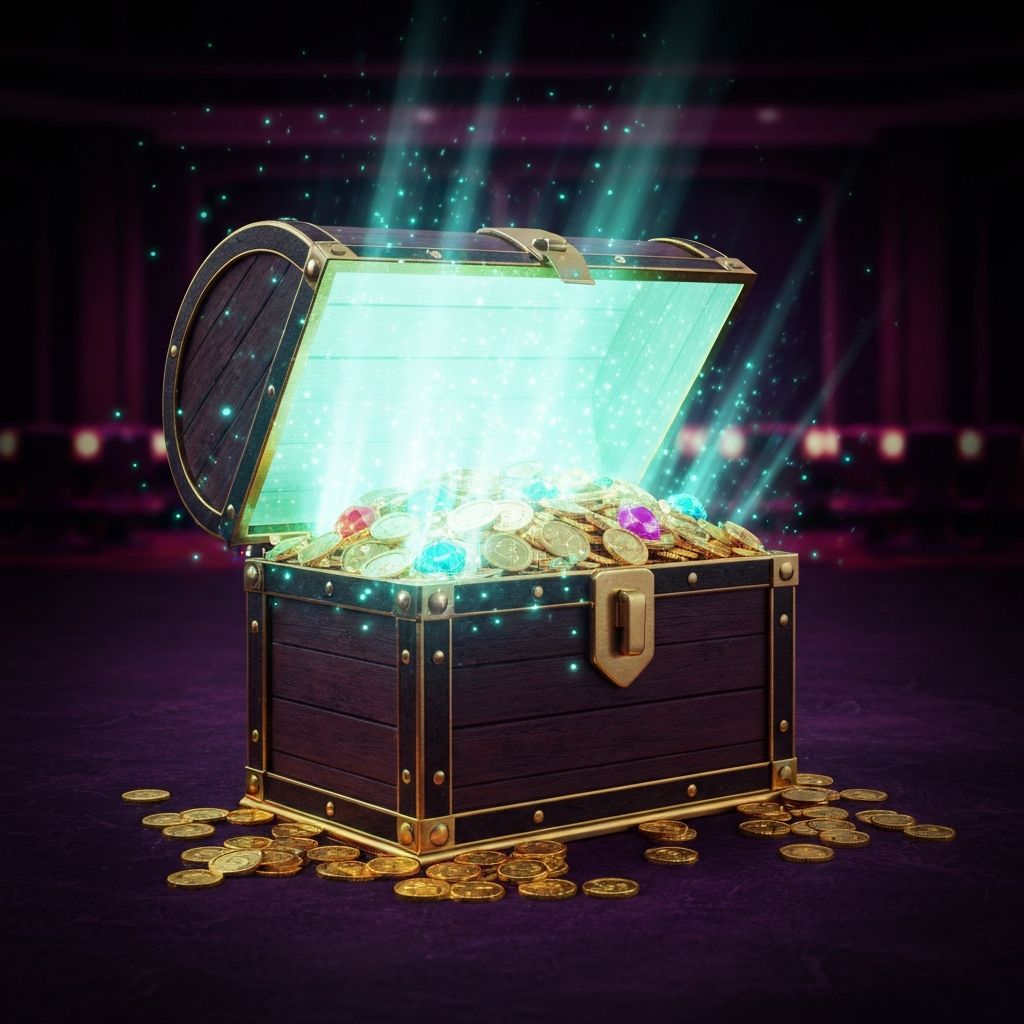 Skrzynka skarbów ze złotymi monetami